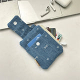 Women Short Wallets Canvas Female Purses Cute Star Bow Card Holder Wallet for Girl Small Zipper Wallet with Coin Purse