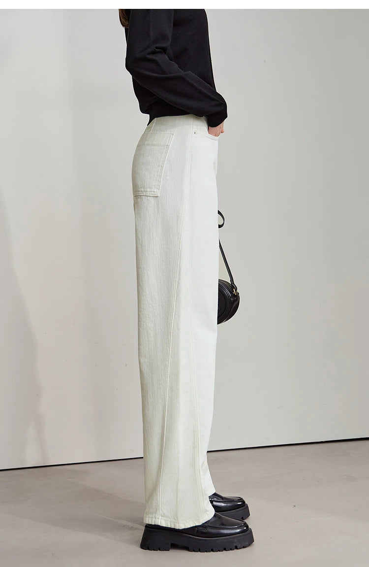 AMII Minimalist 2025 Autumn New Arrival Pants Minimalism Retro Casual Office Lady Pure Cotton Jeans Women Denim Trouser 12543141