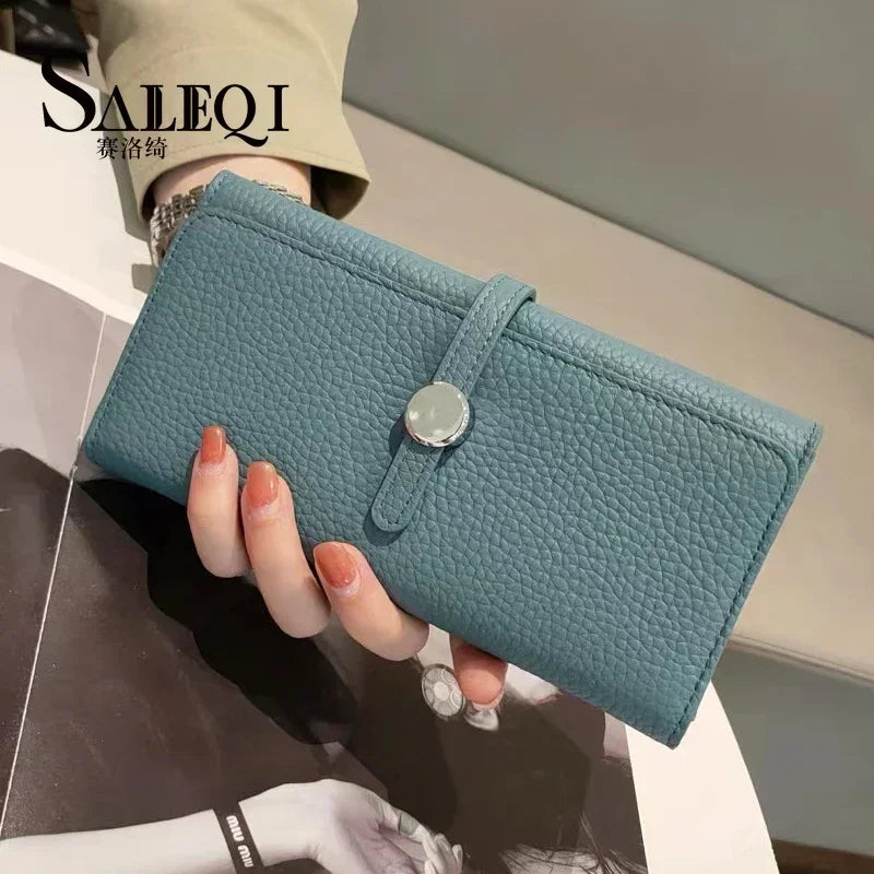 Genuine Leather Wallet Women Long Clutch Fashion Luxury Brand Ladies Purses Card Holder Zipper Coin Pocket High Quality Billfold