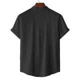 Men's Summer Cotton Linen T-shirt Beach Style Short SLeeve Henley Neck Vacation Hawaii Casual Lightweight Breathable Cozy Tops