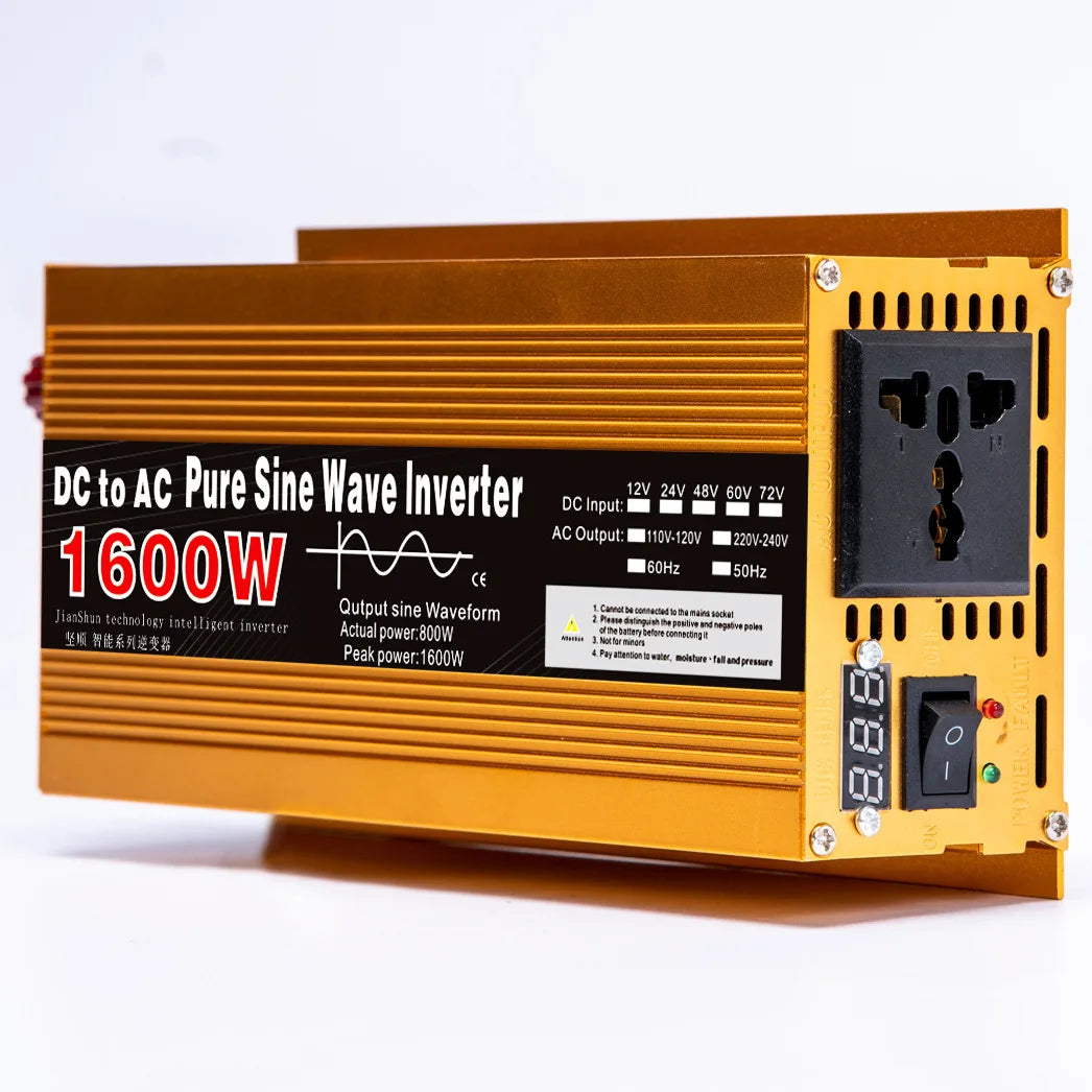 Pure Sine Wave Inverter 12V/24V to 220V | 1600W–3000W