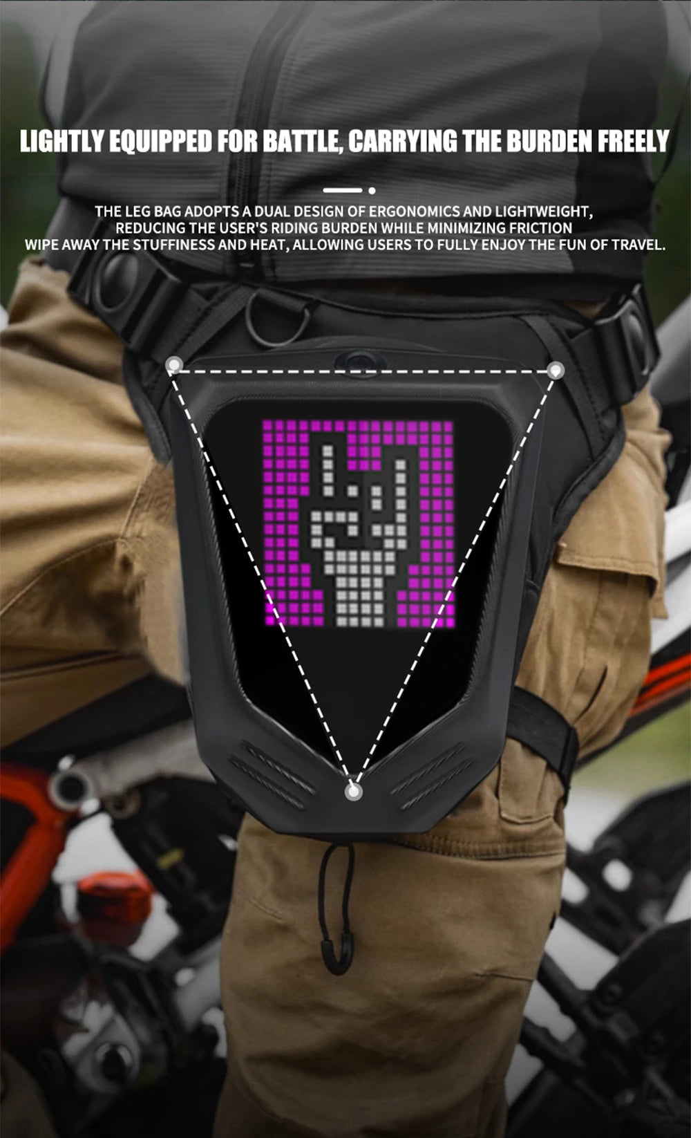 Smart LED Screen Motorcycle Bicycle Leg Bag Waterproof Ride Cycling Drop Leg Side Bag For Men Women DIY Pattern APP Control
