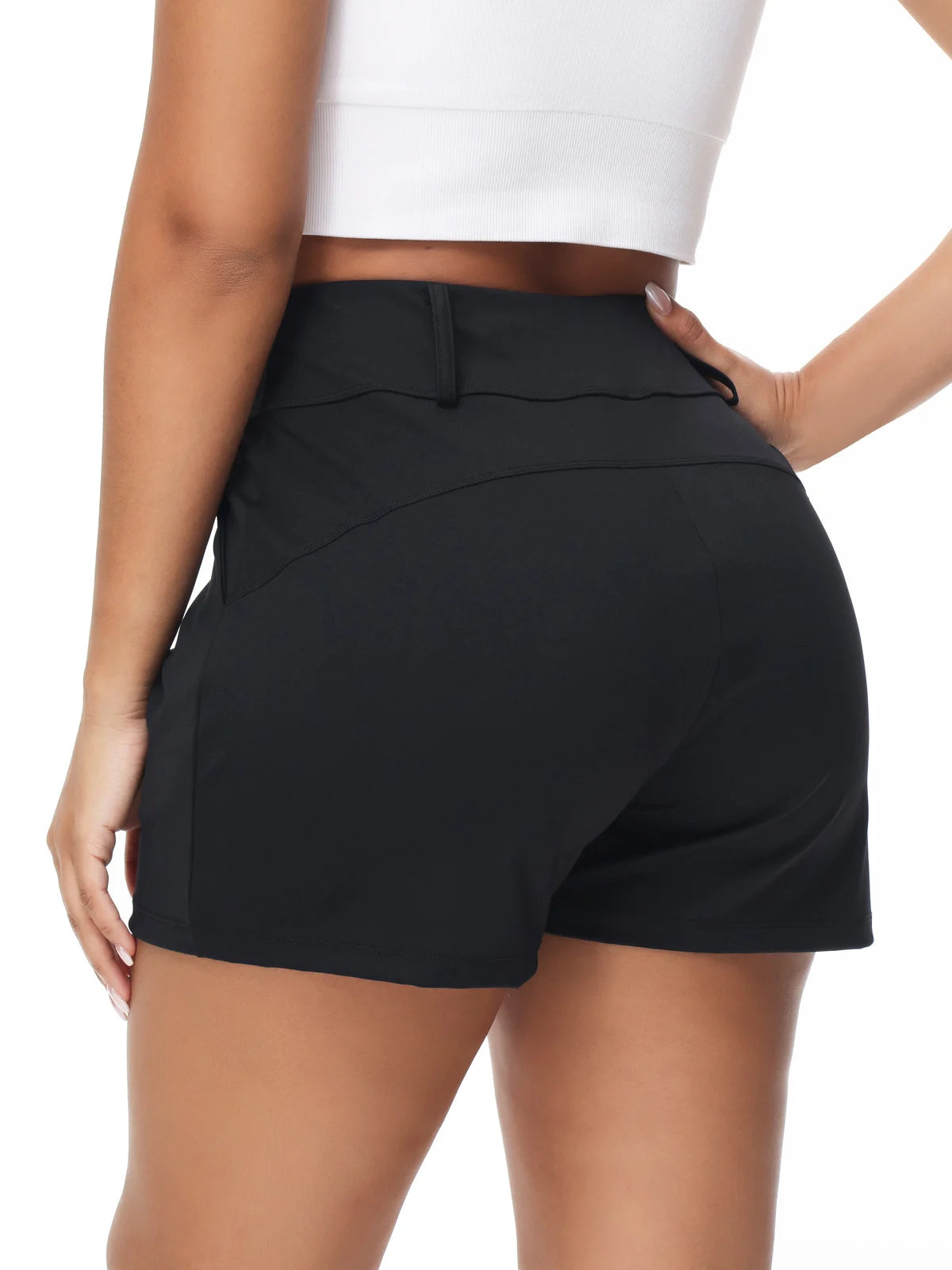 Women's High-Waisted Quick-Dry Running Shorts with Phone Pockets