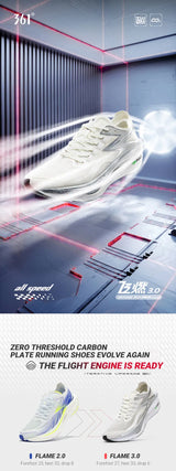 361 Degrees NEW Flame 3.0 Men Running Shoes Marathon Carbon Plate Racing Breathable Cushioning Non-Slip Sneakers Male 672412207