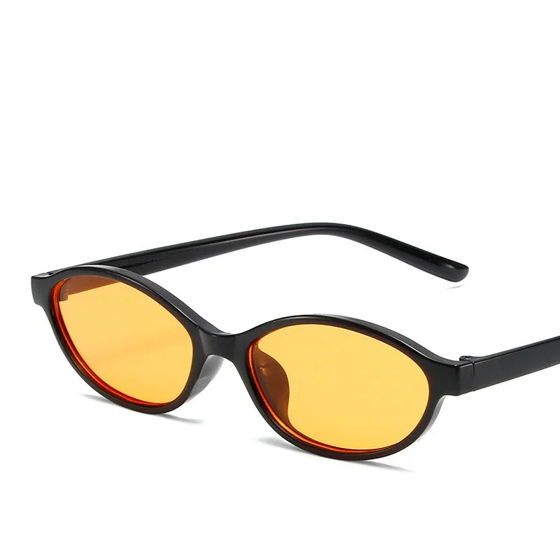 Vintage Small Frame Oval Sunglasses – Black Round Designer Style, Unisex Cool Eyewear for Men & Women, Fashion Circular UV Sun Glasses
