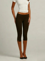 Women's Y2K Low-Rise Capri Leggings | Fold-Over Waistband