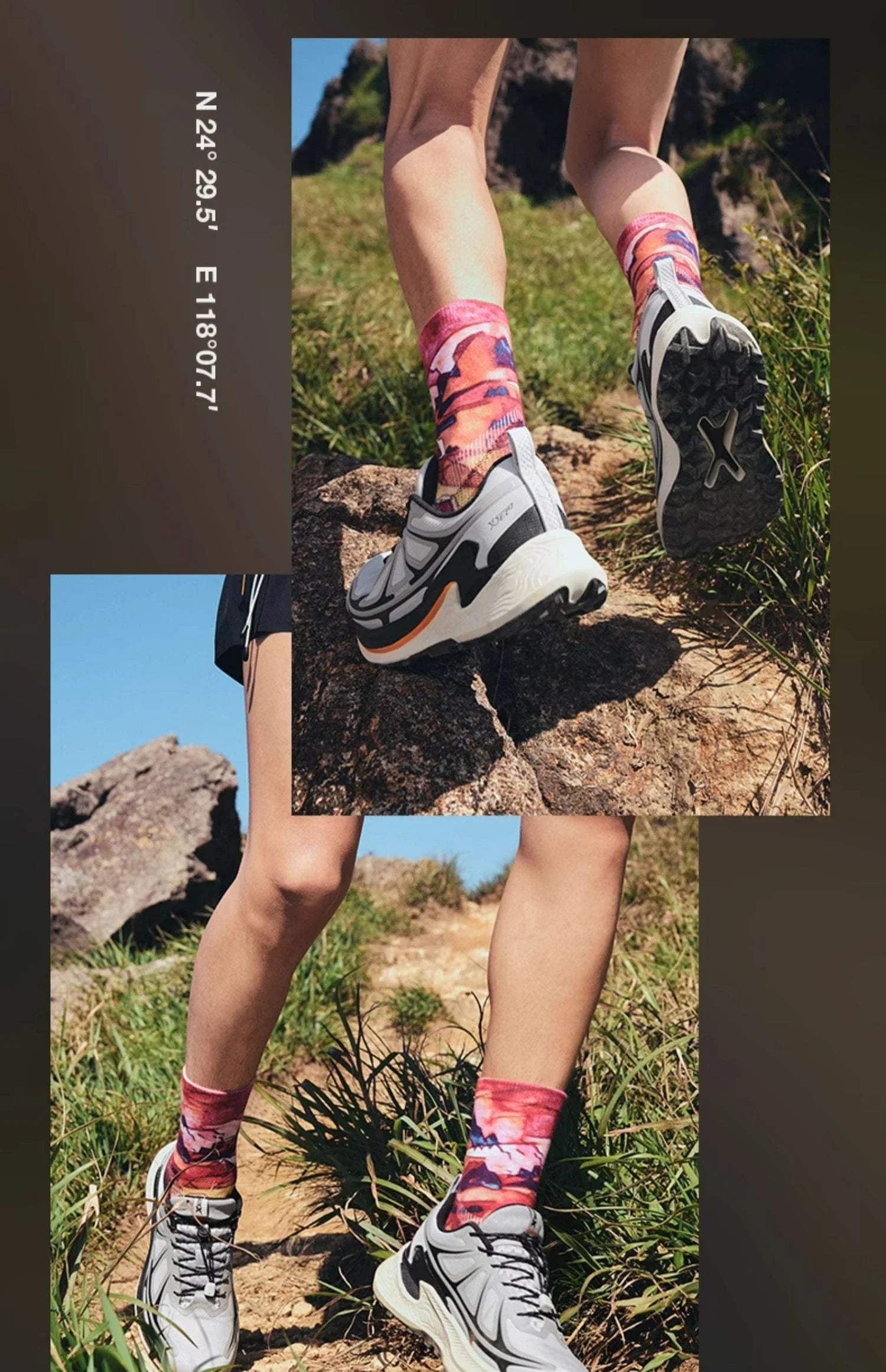 Xtep Men's Hiking Shoes 2025 Summer Anti-slip Wear-resistant Wrapping Shock-absorbing Lightweight Outdoor Sneakers 875319170005