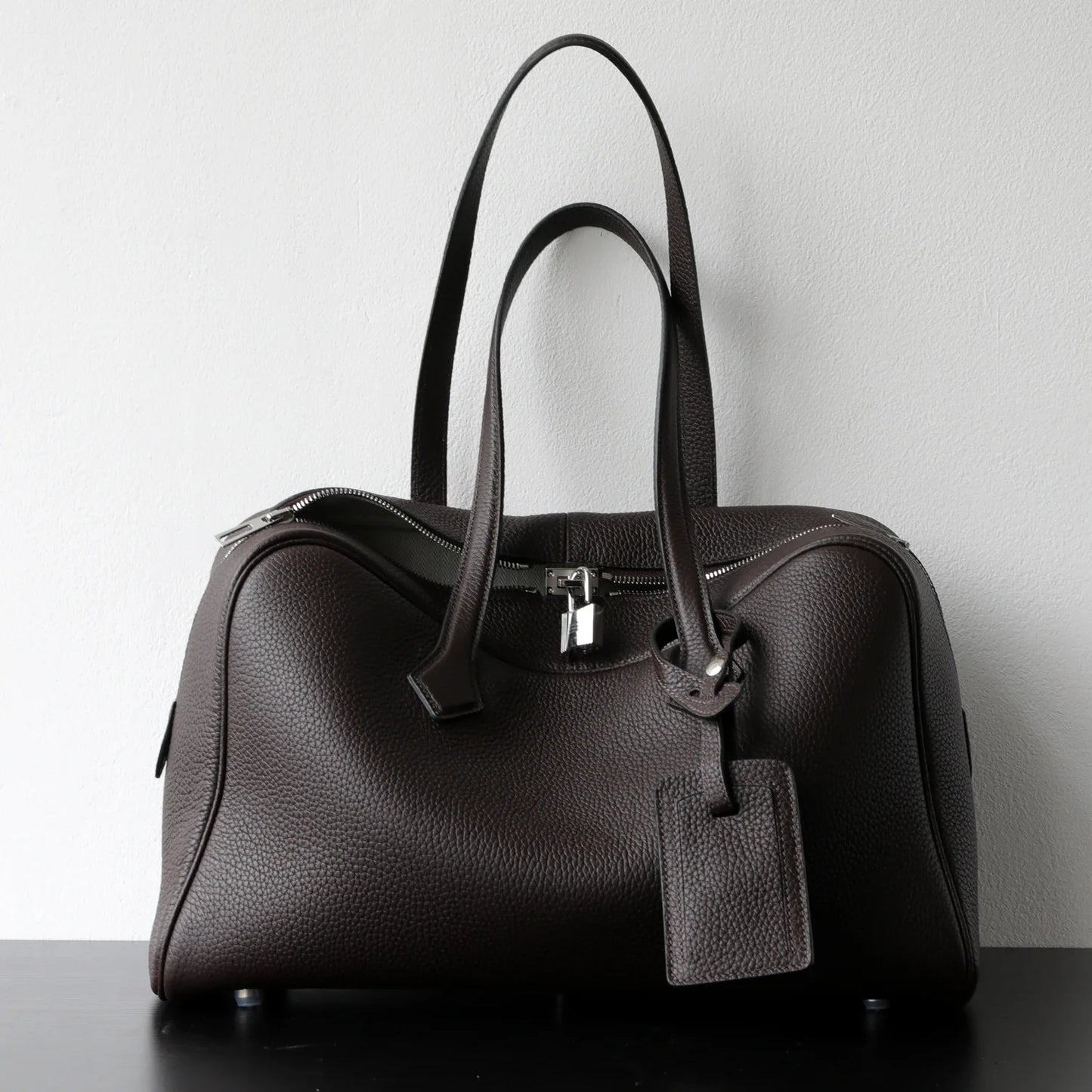 Premium First Layer Cowhide Boston Genuine Leather Women's Bag Simple Large Capacity Bowling Armpit Bag Portable Messenger Bag