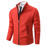 Men’s Fleece-Lined Stand Collar Cardigan