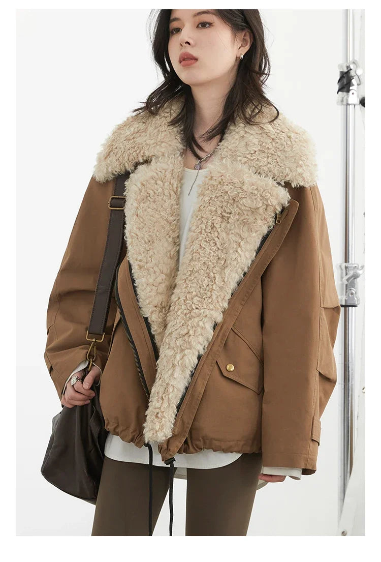 CHIC VEN Fashion Women Coats Loose Casual New Retro Motorcycle Cotton Jacket Thick Warm Female Overcoat Autumn Winter 2025