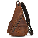 Single Shoulder Bagpack Genuine Leather Chest Bag Outdoor Riding Bag Chest Packs For Biker Men Male Sling Bags Cow Leather