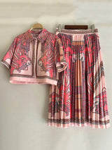 Summer Retro Geometric Two-Piece Skirt Set