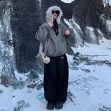 Women's Fleece Wide-Leg High-Waist Pants