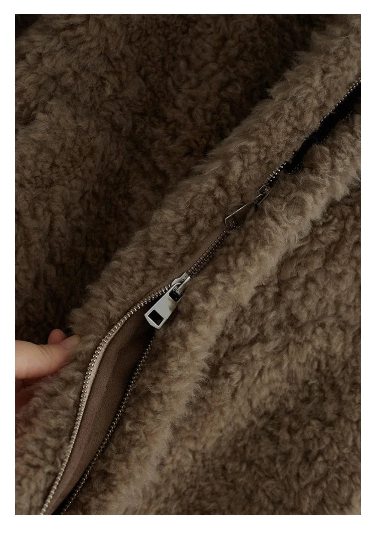 Teddy Style 100% Wool Coat~Women's Short Lazy Style Loose Jacket Autumn and Winter New Model 2025 Faux Fur