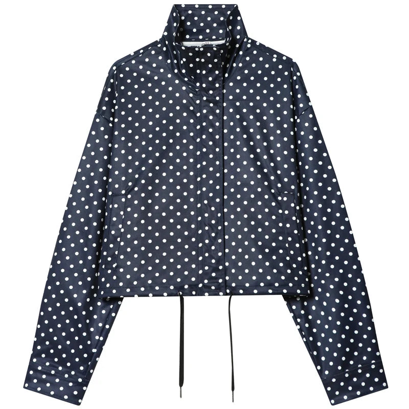 HXAO Polka Dot Bomber Jacket – Women's Zip-Up Coat