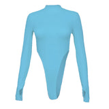 Women's Y2K Half-High Collar Long-Sleeve Slim Bodysuit