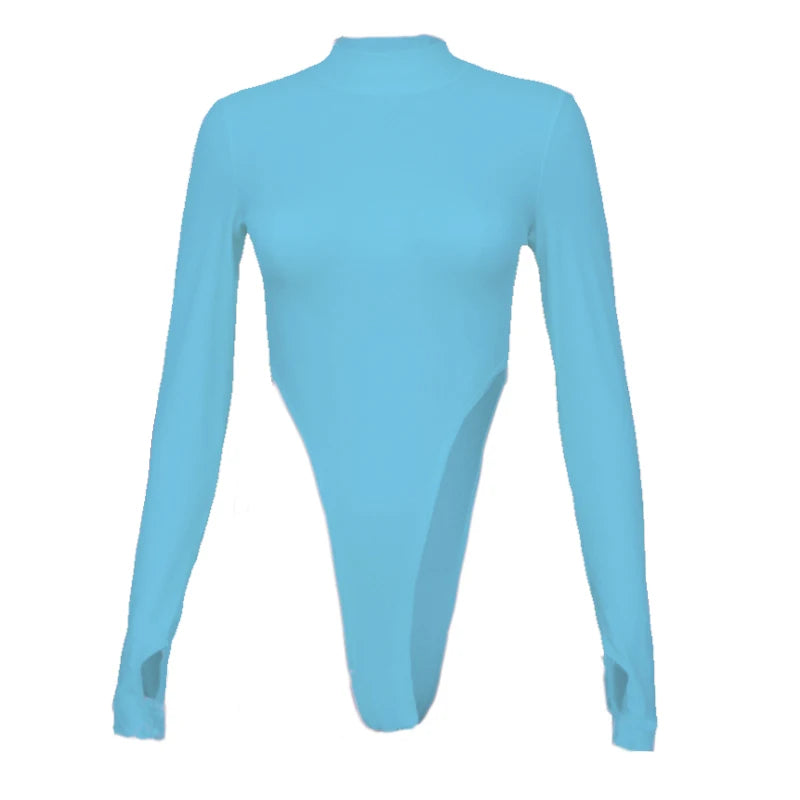 Women's Y2K Half-High Collar Long-Sleeve Slim Bodysuit