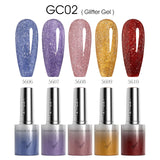 5pcs Venalisa Hema/TPO Free Cat Eye Nail Gel Polish Color Palette Kit Ultra Glitter Diamond Sparkle Soak Off UV LED Varnish Set