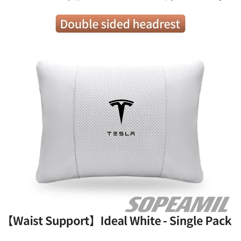 Car Double-Sided Suede Leather Headrest Neck Support Pillow Seat Waist Cushion Tesla Cybertruck Model 3 Model Y Model S Model X