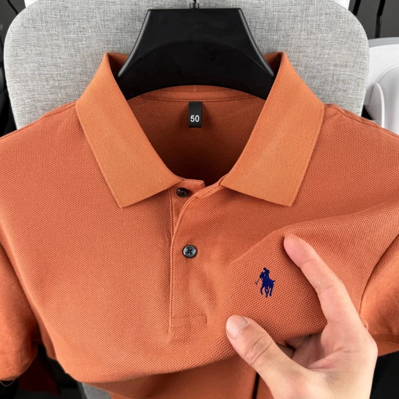 100% pure cotton high-end brand men's short sleeve polo shirt 2026 summer luxury fashion pony embroidery golf top casual T-shirt
