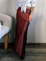 Women's Satin Maxi Skirt – Elegant Ankle-Length