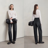Amii casual Women's jeans 2025 Autumn new minimalist retro Women pants versatile loose cotton wide-leg trousers ladies 12553096