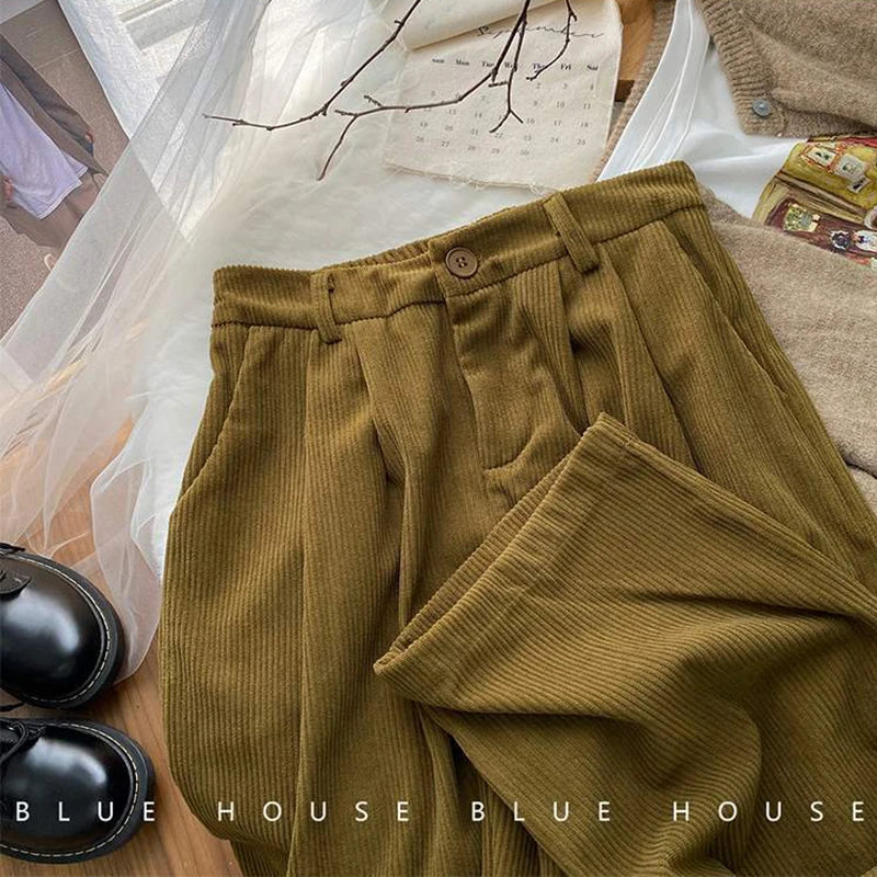 Women's High-Waist Corduroy Wide-Leg Pants