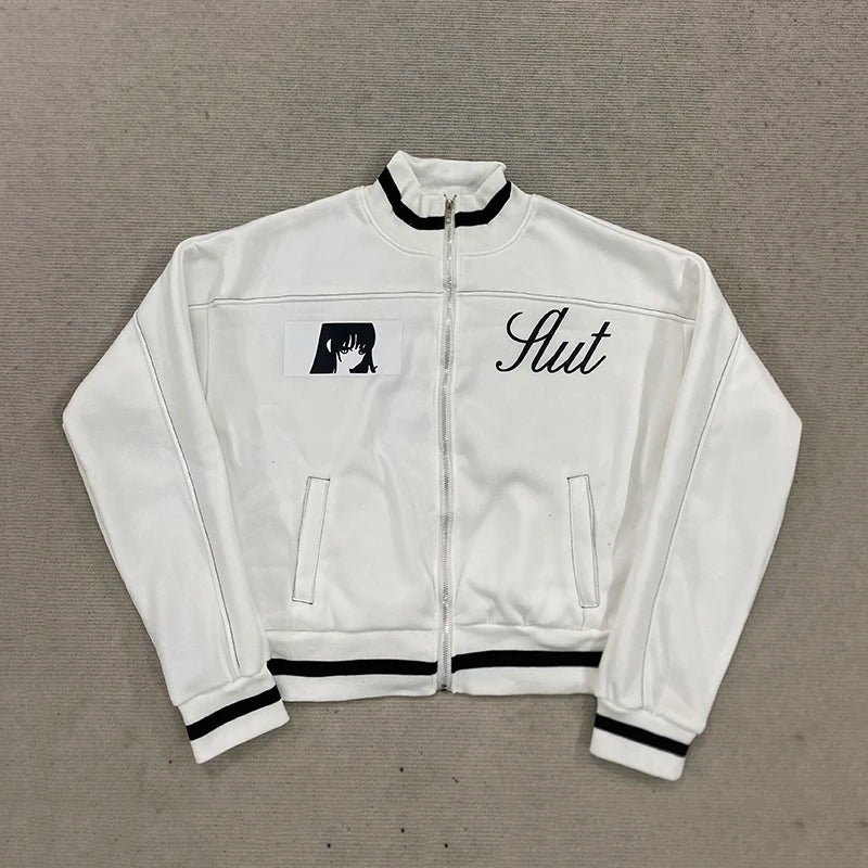 Korean Cartoon Baseball Jacket – Girls Kawaii Zip-Up