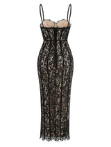 Elegant V-Neck Lace Maxi Dress