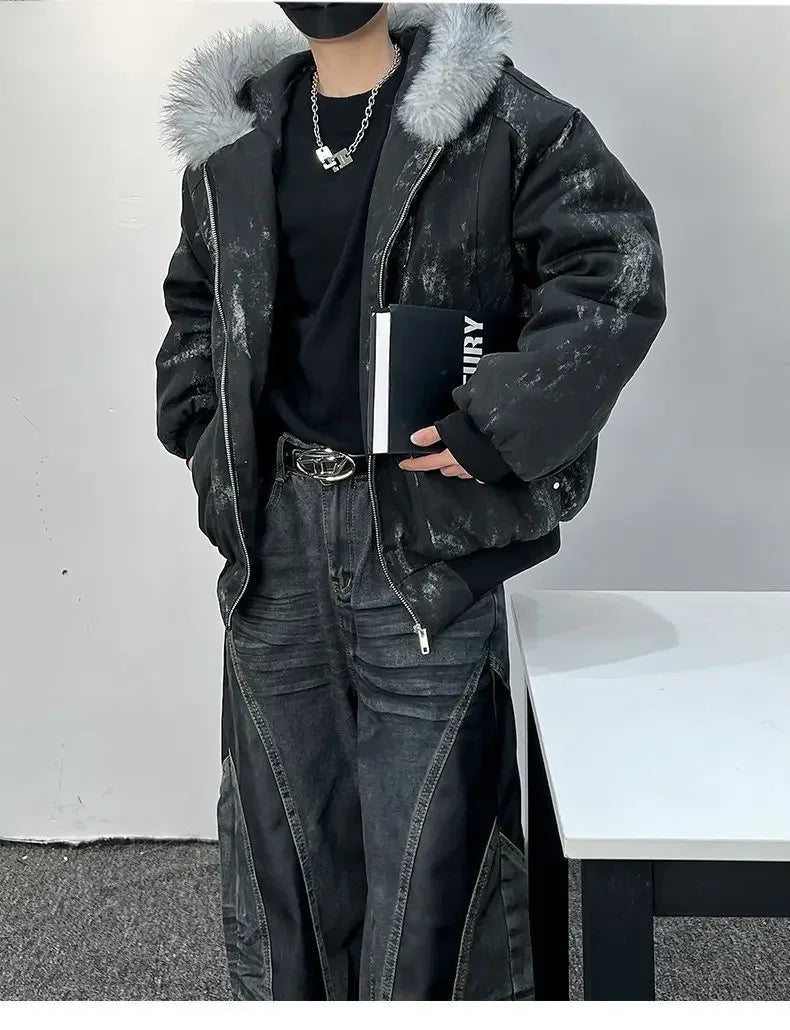 Men's Cotton Jacket – Eagle Embroidery & Tie-Dye