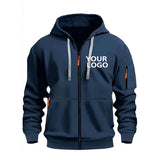 DIY Custom Logo Men's Casual Sports Hoodie Full-Zip Pocket Sweatshirt Fashion Arm Pocket Outdoor Long-Sleeve Pullover Hoodie