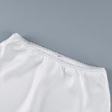 Linad White Satin Layered Lace Mini Skirt