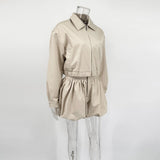 Tuularose Women's 2 Piece Fashion Lapel Zip Jacket Pleated Shorts Suit Vintage Streetwear New Party  Autumn Female Short Sets