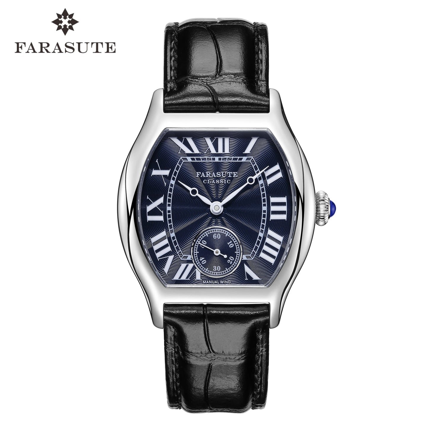 FARASUTE 36mm Retro Hangzhou Customized Manual Mechanical Movement Wristwatches Sapphire 5Bar Waterproof Watch Men Reloj Hombre