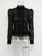 Summer Elegant Lace Hollow Out Party Blouse