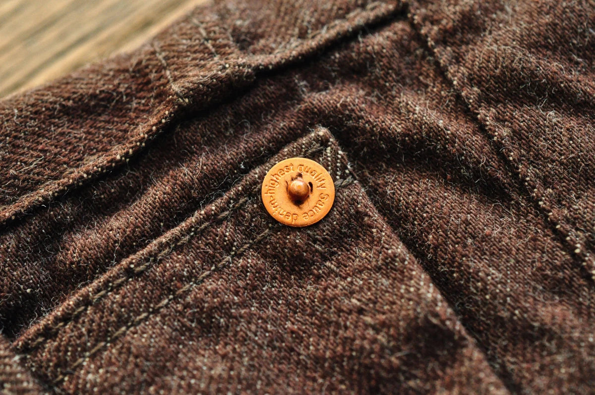 SauceZhan Brown Selvedge Denim Tapered Jeans – 13.8 oz