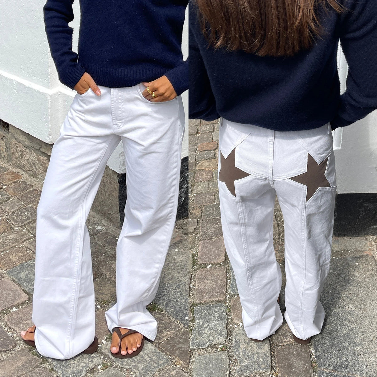 Women's Y2K Star Print Low-Rise Straight-Leg Jeans