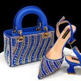 Rhinestone Pointed-Toe Slingback Heels & Bag Set