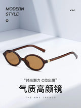 Fashion Oval Retro Sunglasses for Women – Simple Small Frame UV400 Protective Eyewear, Literary Style Luxury Design for Commuting & Travel