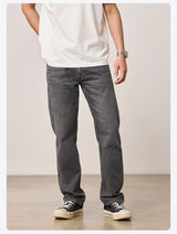 SIMWOOD 2026 Autumn Winter New Loose Straight 13oz 100% Cotton Fabric Jeans Men Washed Vintage Classical Denim Trousers