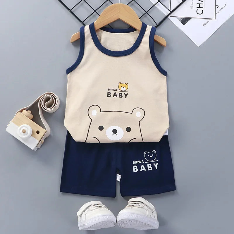 Kids' Cotton Summer Vest & Shorts Set