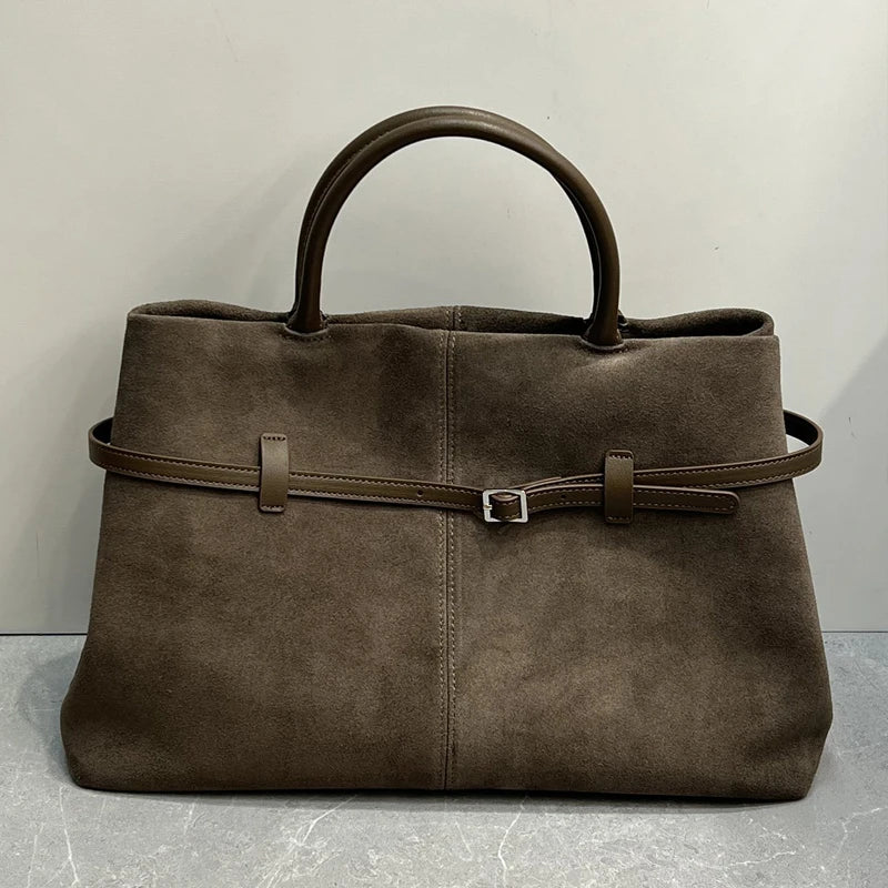Genuine Leather Le Cambon 35 Tote Bags For Women Luxury Designer Handbag And Purses 2024 New In Cowhide Belt Top Handle Shoulder