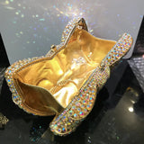 Elegant Rhinestone Bowtie Evening Bag Fashionable Luxurious Banquet Crystal Clutch Personalized Handbag Unique Diamond Party Bag