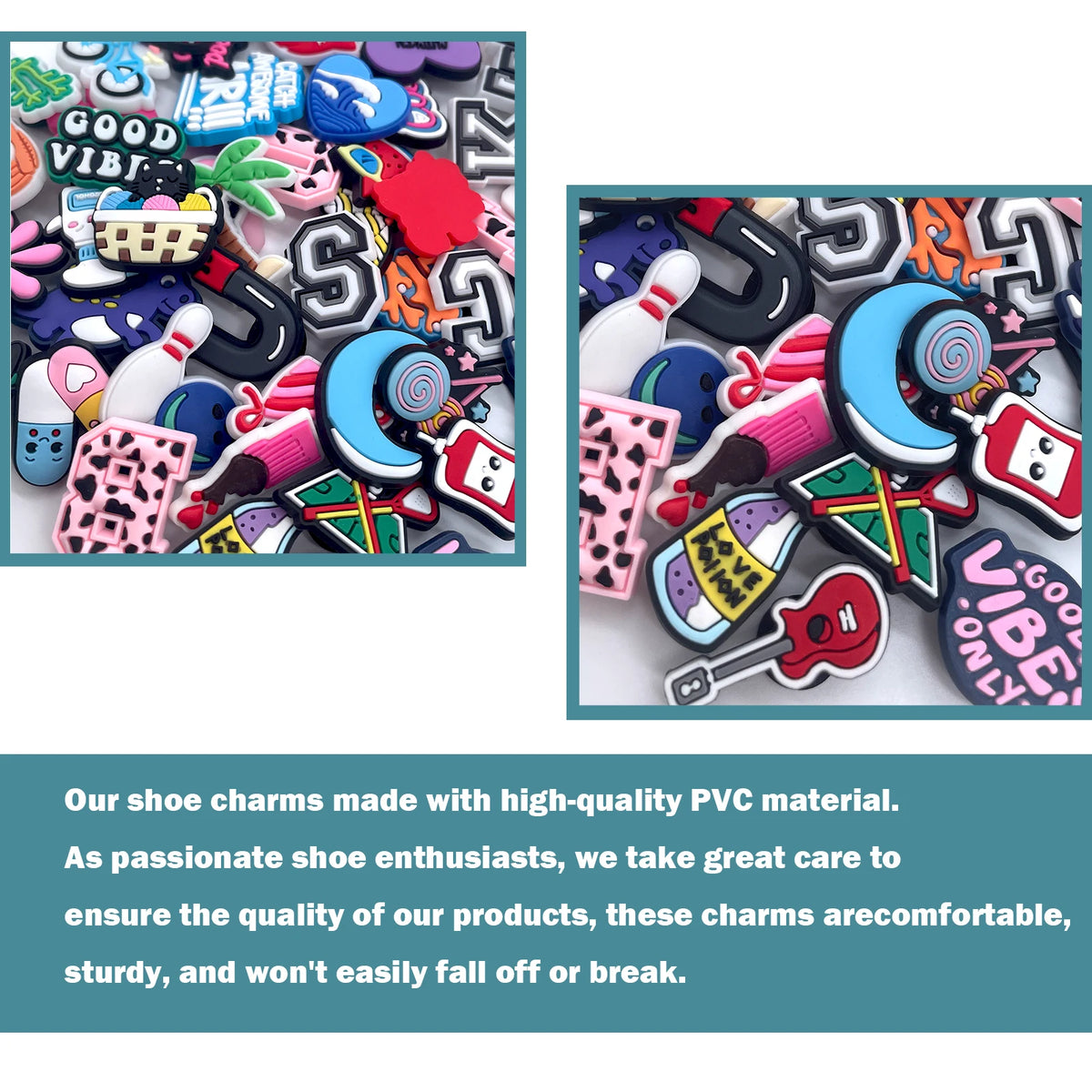 Random 10--200Pcs Non-Repeat Shoe Charms for Sandals, Beach Bags, PVC DIY Shoe Decorations Accessories Charms Premium Quality