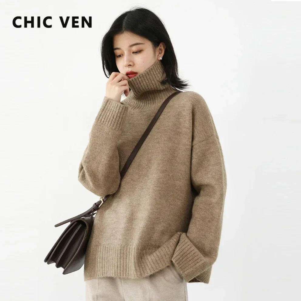 Women's Relaxed Mock Neck Knit Sweater