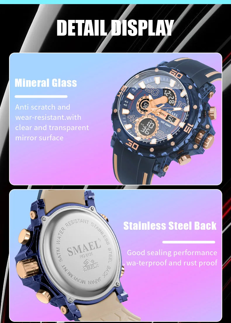 SMAEL 8136 Men's Sport Watch – 50M Water Resistant