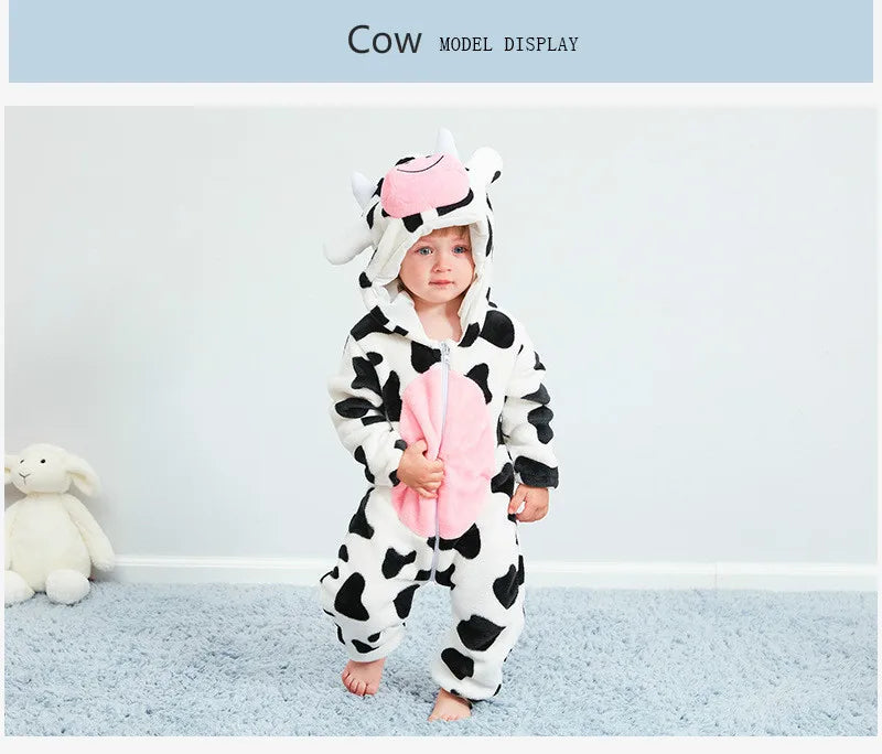 Animal Theme Flannel Baby Romper