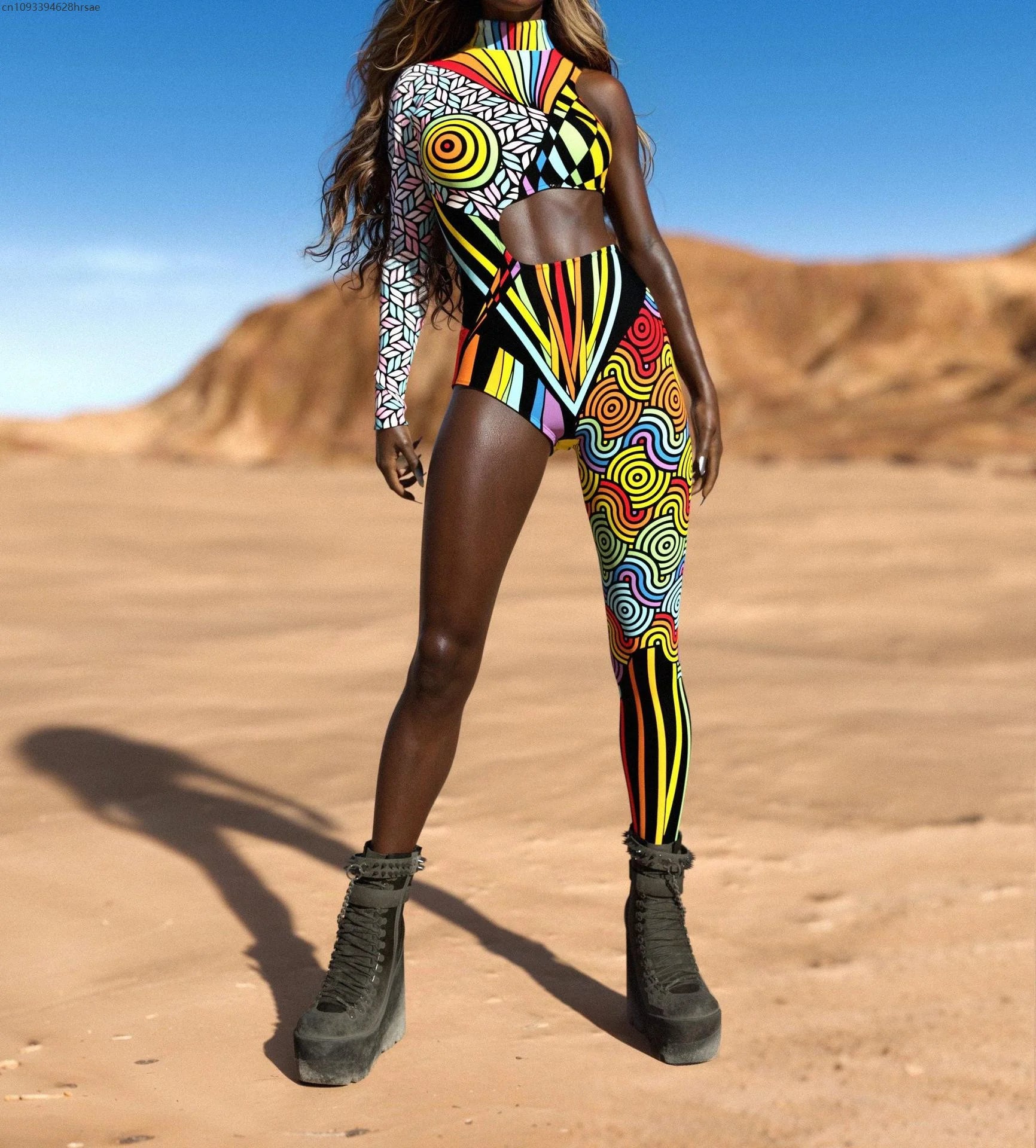 Women's Cyberpunk Rainbow Asymmetrical Bodysuit