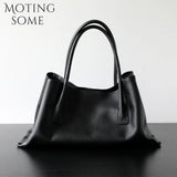 Motingsome Luxury Niche First-layer Cowhide Tote Bag Woman Large Capacity Shoulder Underarm Bag Casual Tote Big Handbag 2025 New