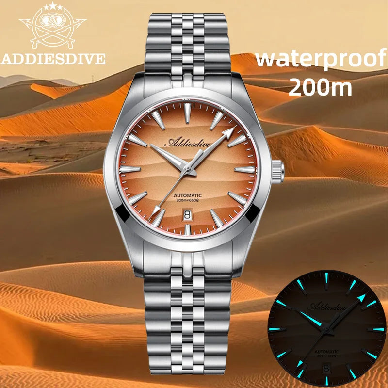 ADDIESDIVE 2026 New Men Watch 39mm Sappphire Automatic 8215 Mechanical Wristwatch 316L Stainless Steel Luminous Waterproof 200m